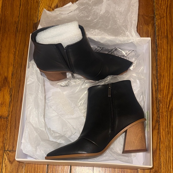 1. State Women's Black Ankle Booties with Tan Heel - Picture 7 of 7